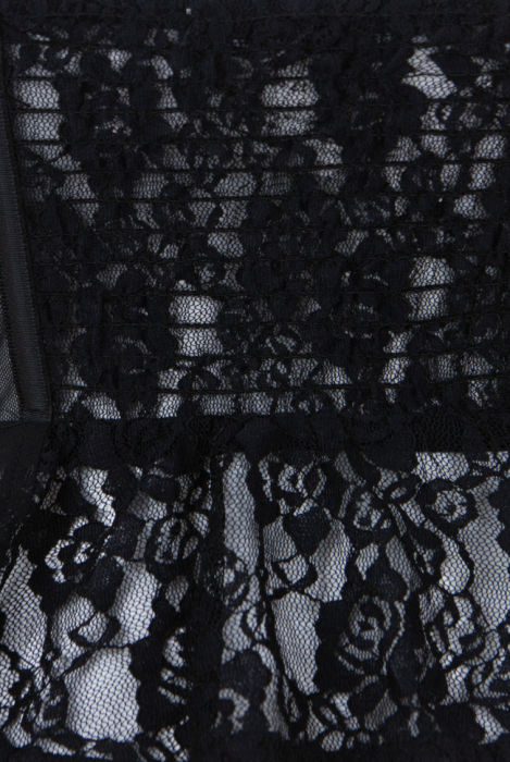 Корсет "Франко" черный, с кружевом, объемные белые цветы