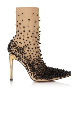 Ботильоны "SS-18" бифлекс нюдовые с черным жемчугом