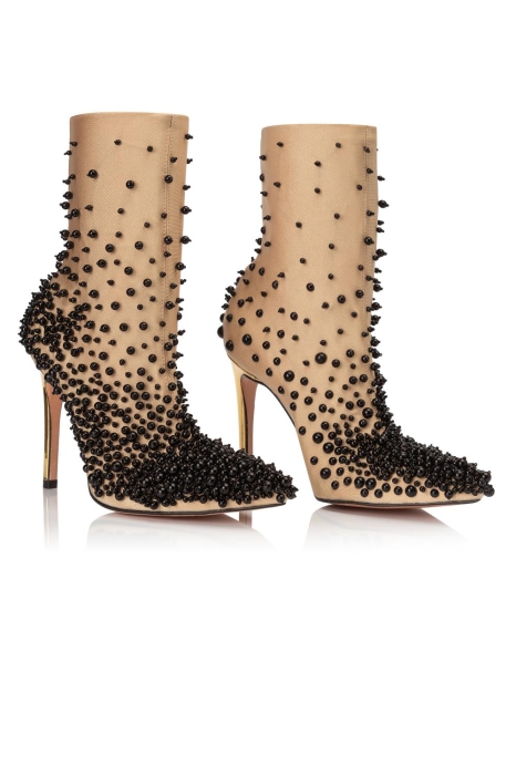 Ботильоны "SS-18" бифлекс нюдовые с черным жемчугом