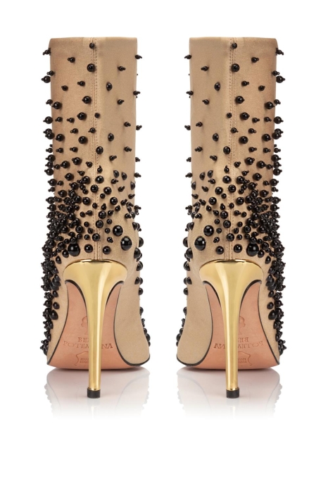Ботильоны "SS-18" бифлекс нюдовые с черным жемчугом