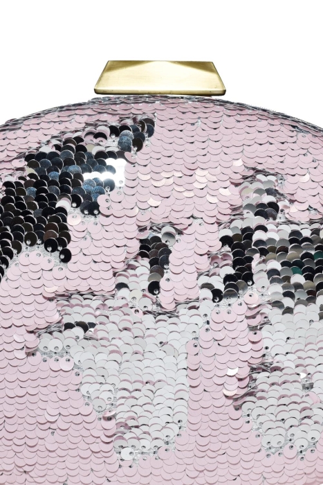 Клатч овал  (16/22) розово - серебристый, пайетки