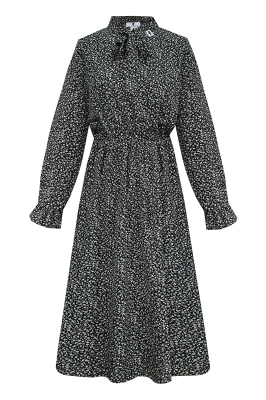 Платье "Маритта" черное, принт цветы