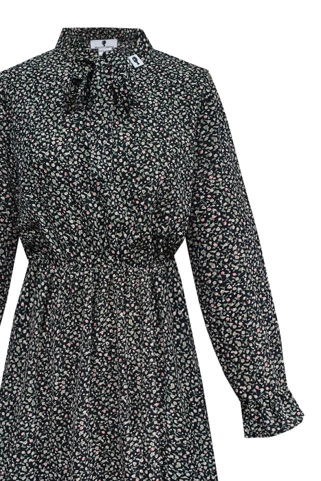 Платье "Маритта" черное, принт цветы