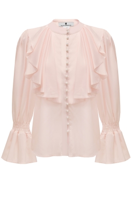 Блуза "Рузанна" пудровая (нежно-розовая), атлас