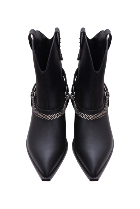 Ботинки "Казаки" черные, эко - кожа, с обвесом (портупея)