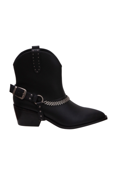 Ботинки "Казаки" черные, эко - кожа, с обвесом (портупея)