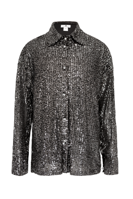 Блуза - рубашка "Вивит" черная, серебристые пайетки