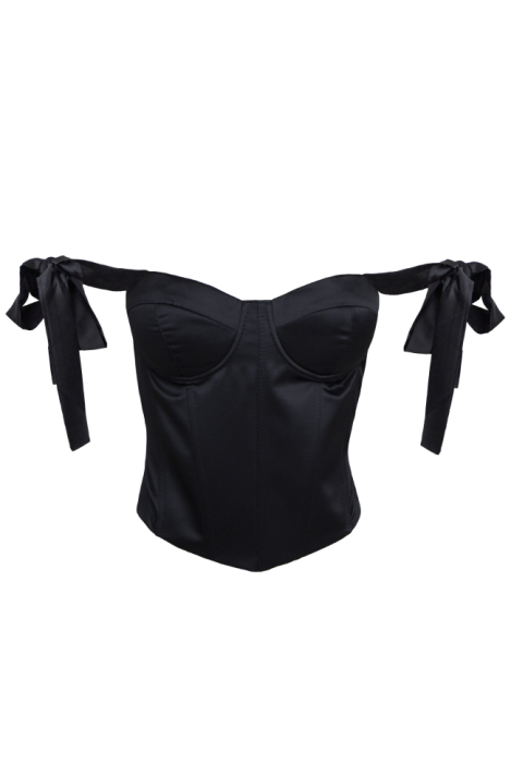 Топ - корсет "Шонни" черный, атлас (шелк), на завязках