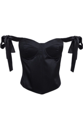 Топ - корсет "Шонни" черный, атлас (шелк), на завязках