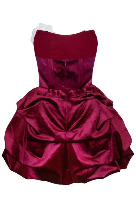 Платье-пачка "Роузет", мини, красное, бархат, с объёмными цветами