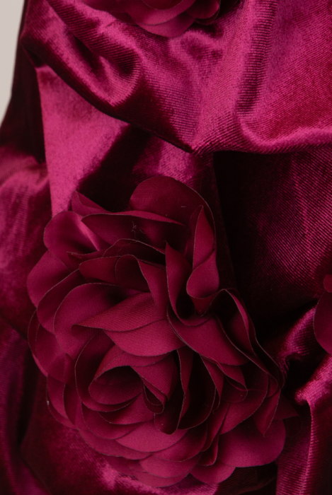 Платье-пачка "Роузет", мини, красное, бархат, с объёмными цветами