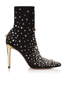 Ботильоны "SS-18" бифлекс черные со стразами и камнями