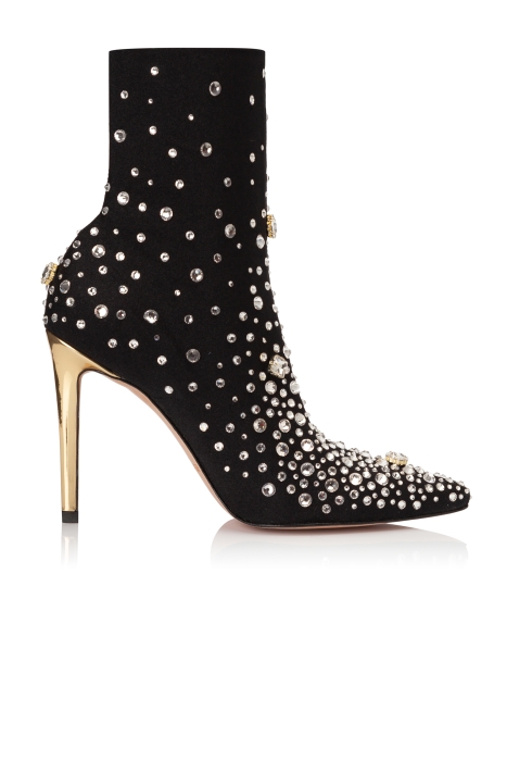 Ботильоны "SS-18" бифлекс черные со стразами и камнями
