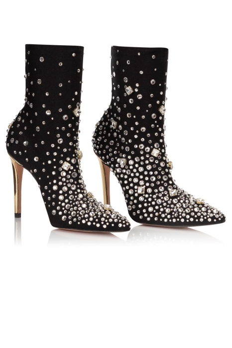 Ботильоны "SS-18" бифлекс черные со стразами и камнями