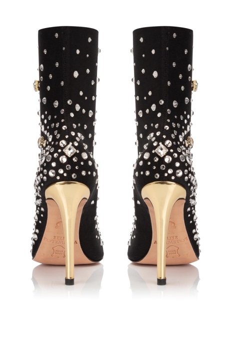 Ботильоны "SS-18" бифлекс черные со стразами и камнями