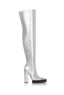 Ботфорты кожа серебристые