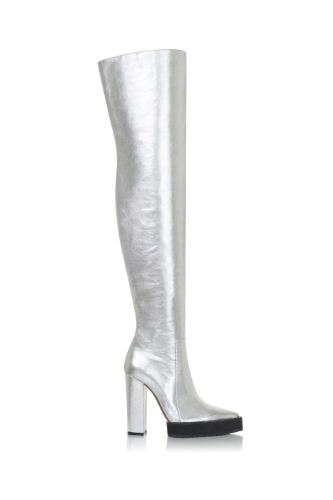 Ботфорты кожа серебристые