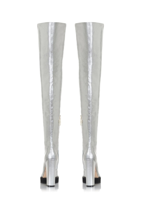 Ботфорты кожа серебристые