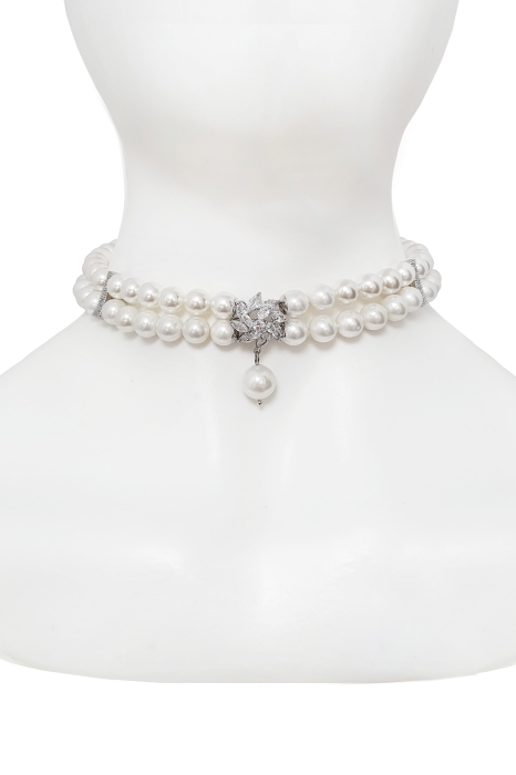 Чокер (колье) двойной из жемчуга "Майорка", подвеска с жемчугом (серебро)