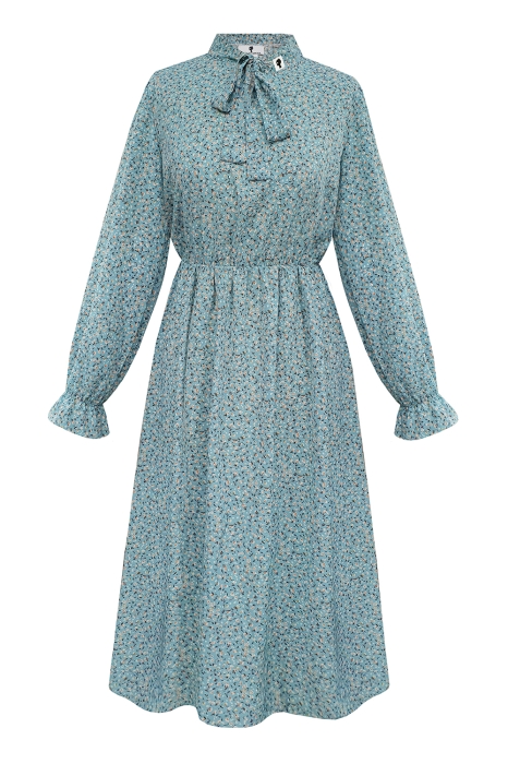 Платье "Маритта" бирюзовое, принт цветы