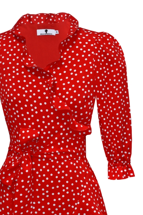 Платье "Алета", красное, белый горох