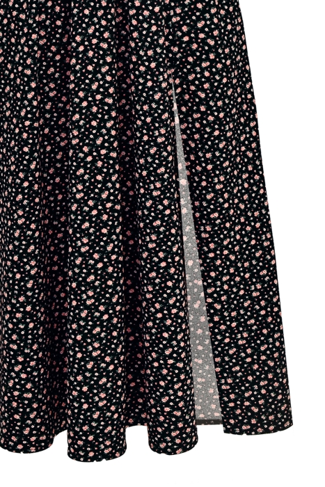 Платье "Эсми" черное, принт мелкие красные цветы