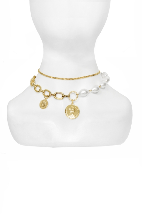 Чокер - колье золотистое, разного плетения (2 нити)