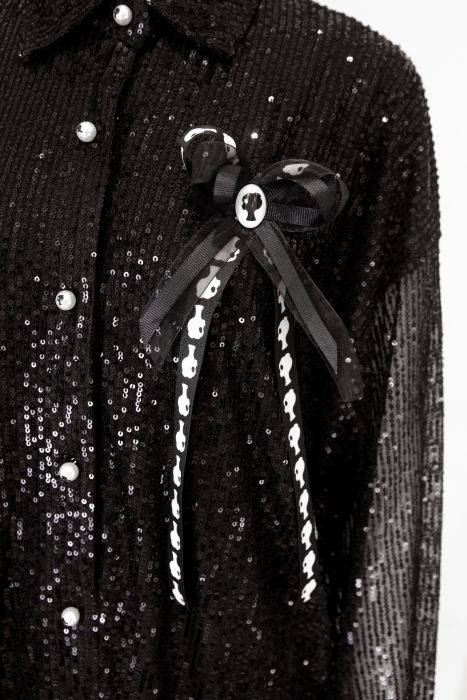 Блуза - рубашка "Вивит" черная, черные пайетки