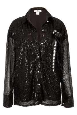Блуза - рубашка "Вивит" черная, черные пайетки