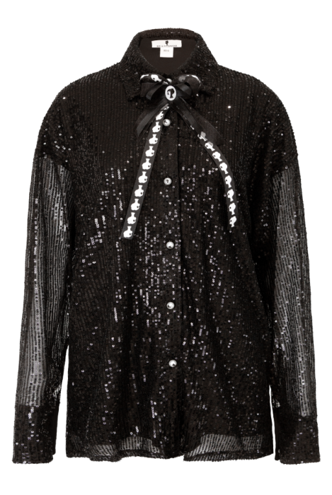 Блуза - рубашка "Вивит" черная, черные пайетки