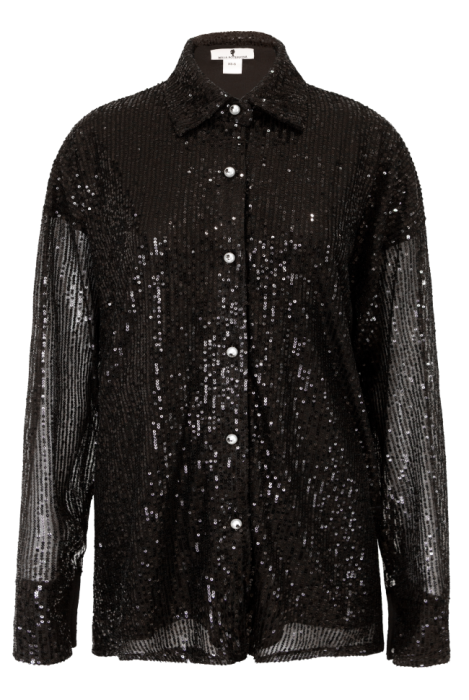Блуза - рубашка "Вивит" черная, черные пайетки