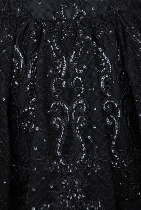 Платье "Версаль" черное, кружево с вышивкой и пайетками, мини