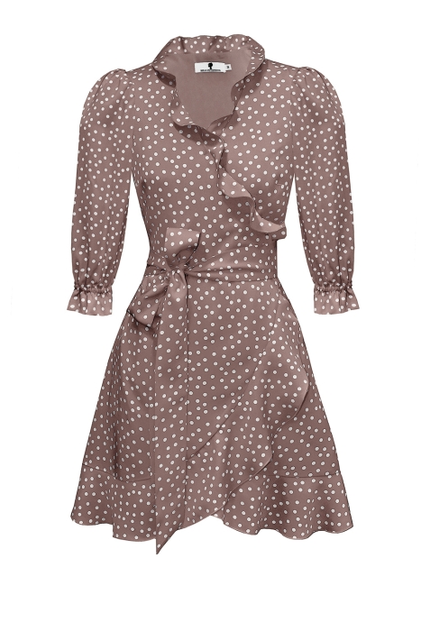 Платье "Алета", какао, молочный горох