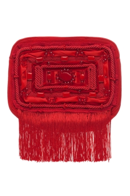 Ридикюль квадратный красный, жемчуг