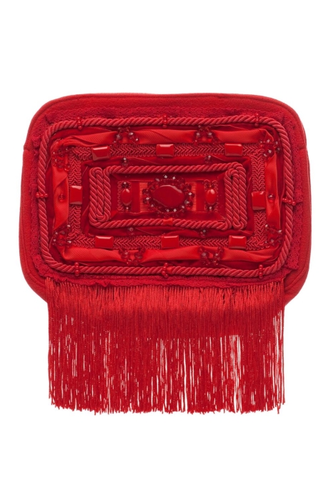 Ридикюль квадратный красный, жемчуг