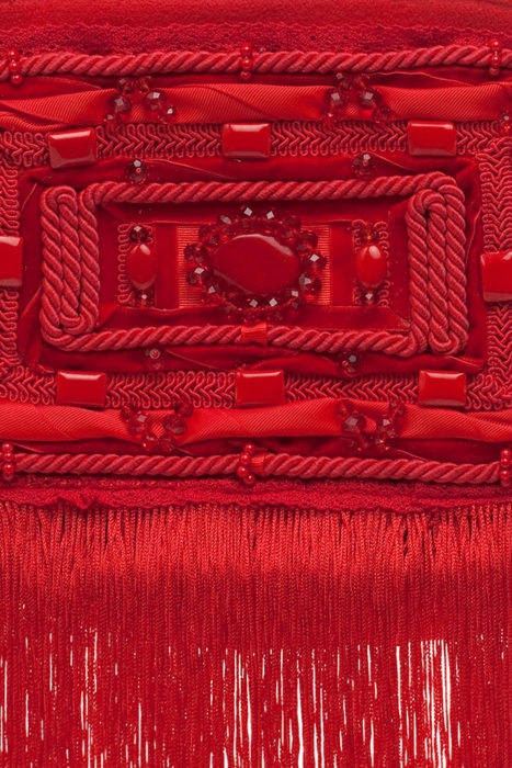 Ридикюль квадратный красный, жемчуг