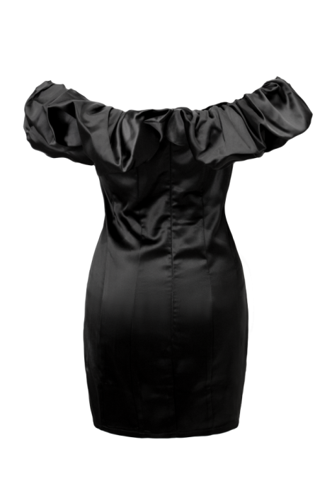 Платье "Карисса" черное, фонарик по декольте