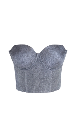 Топ - корсет "Бенита" серебристый, люрекс, на завязках