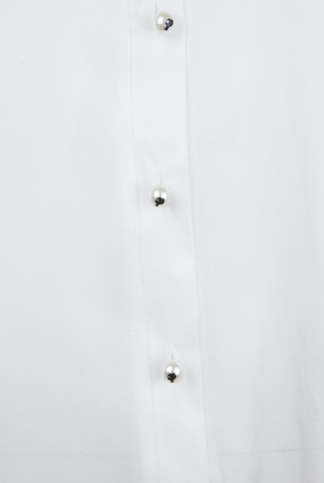 Блуза "Олли", белая, молочная,органза, манжеты плиссе, с воротником