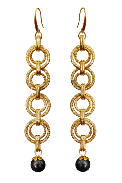 Серьги с жемчугом графит, на колечках (золото)