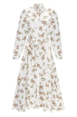 Платье "Ребека" белое, цветочный принт, макси