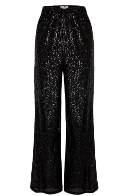 Брюки "Эрлис" черные, черные пайетки, палаццо