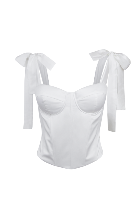 Топ - корсет "Шонни" белый, атлас (шелк), на завязках