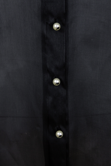 Блуза "Олли", чёрная, органза, манжеты плиссе, с воротником