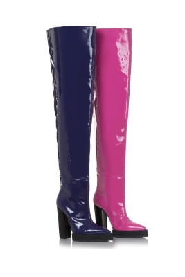 Ботфорты лак комбинированые (фиолет и фуксия)