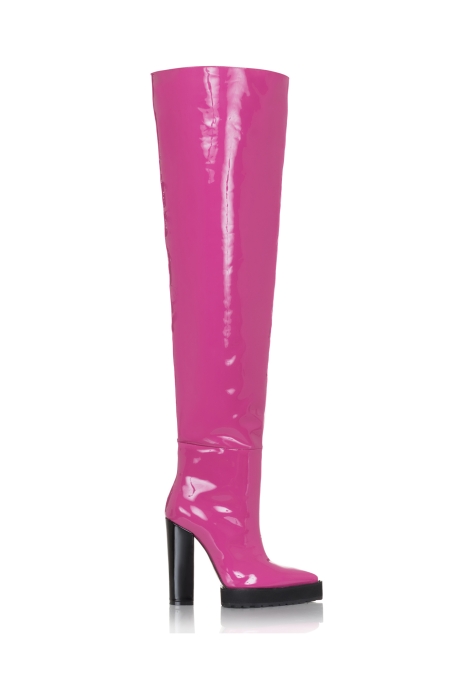 Ботфорты лак комбинированые (фиолет и фуксия)