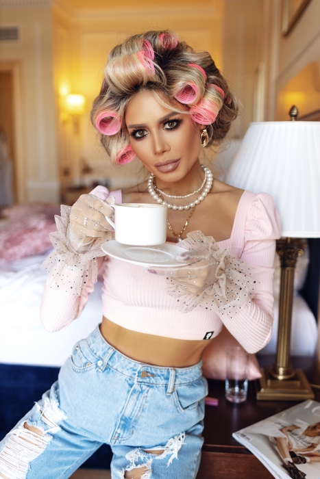 Кроп-водолазка "Юджин", розовая