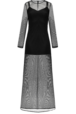 Платье "София" черное, фатин в точку, с комбинацией