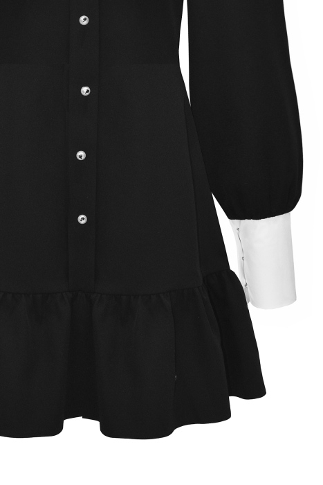 Платье "Эсмина" черное, белый воротник, мини