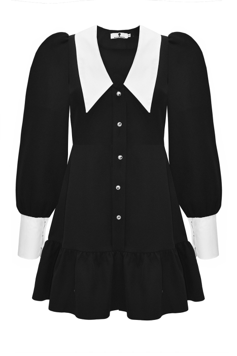 Платье "Эсмина" черное, белый воротник, мини